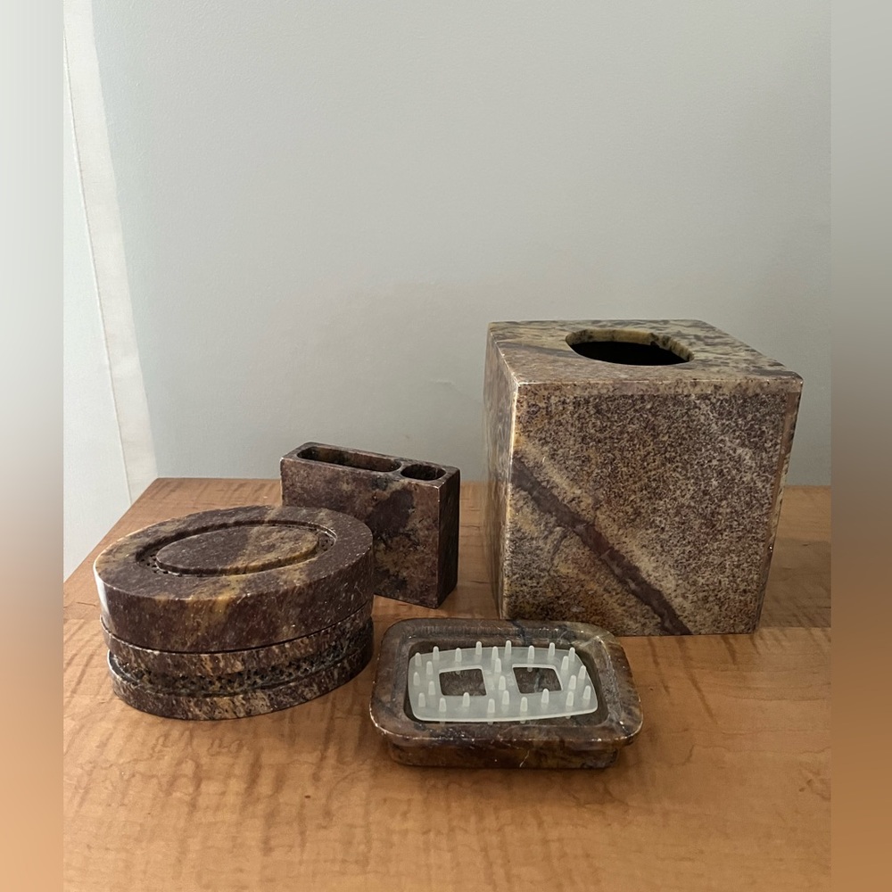 5-Piece Bathroom Accessories Set in Stone India